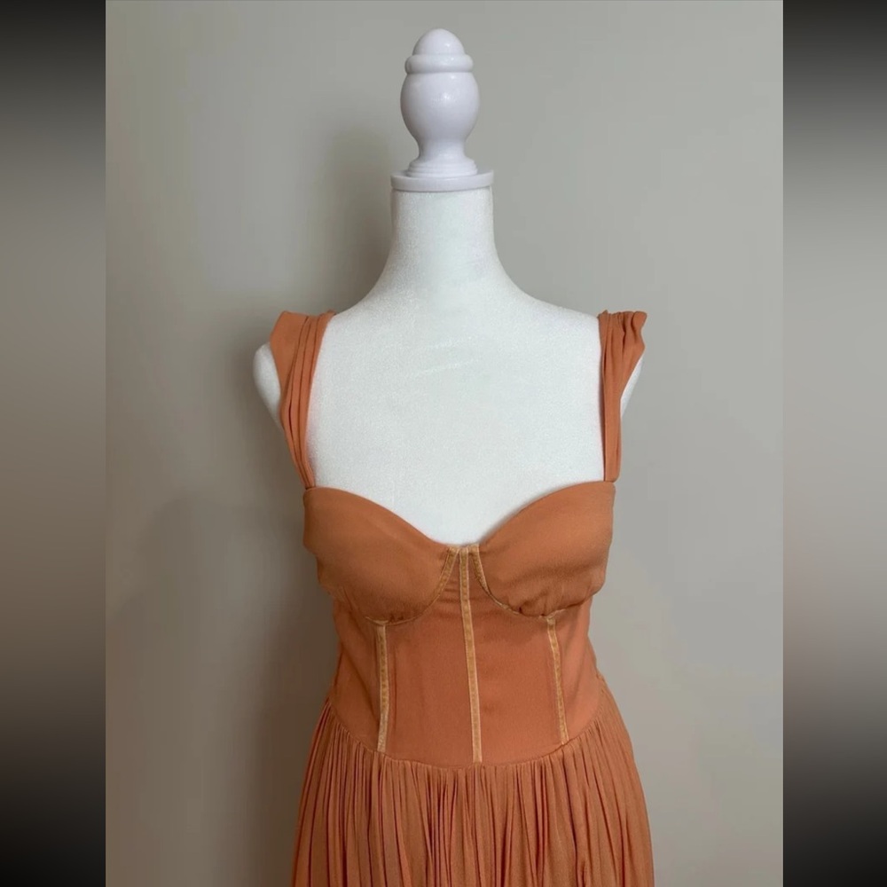 B’CAUSE Hello, Gorgeous Bustier Maxi Dress with Slit Peach Orange